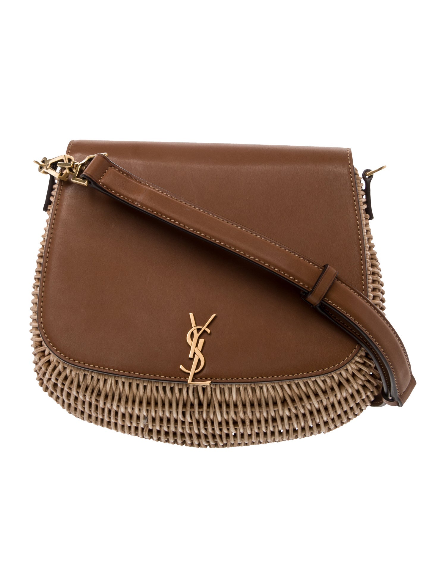 Saint Laurent Leather Voltaire Leather- Trimmed Shoulder Bag Small 2025