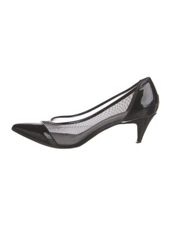 Saint Laurent Mesh Leather Trim Embellishment Pumps