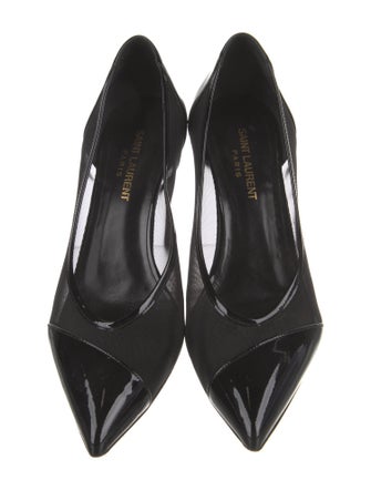 Saint Laurent Mesh Leather Trim Embellishment Pumps
