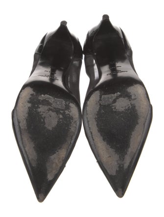 Saint Laurent Mesh Leather Trim Embellishment Pumps