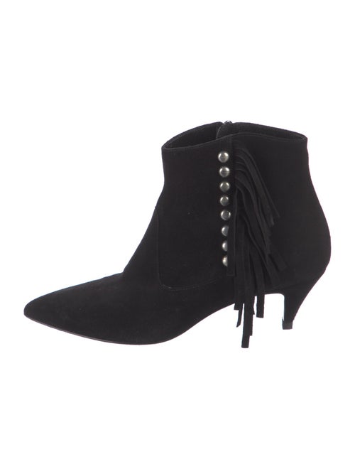 Saint Laurent Suede Fringe Trim Accent Boots