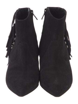 Saint Laurent Suede Fringe Trim Accent Boots