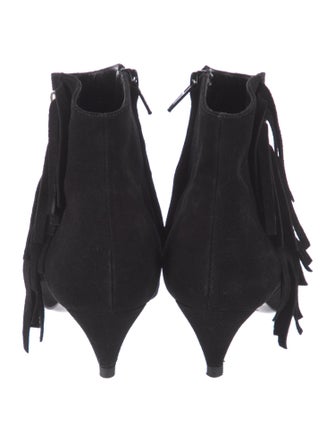 Saint Laurent Suede Fringe Trim Accent Boots