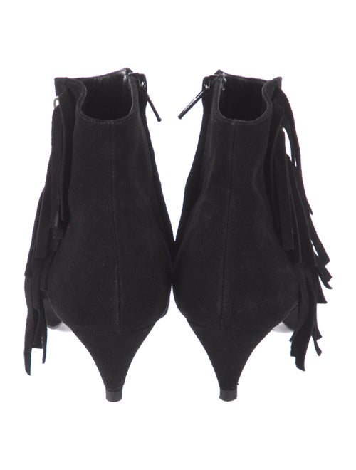 Saint Laurent Suede Fringe Trim Accent Boots