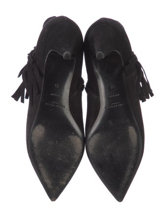 Saint Laurent Suede Fringe Trim Accent Boots
