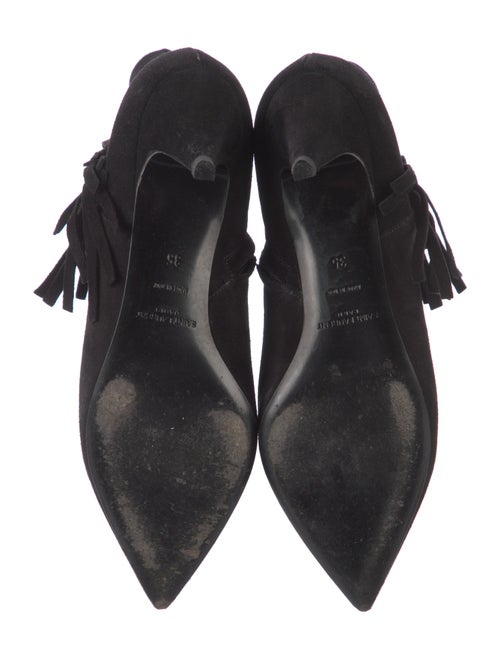 Saint Laurent Suede Fringe Trim Accent Boots