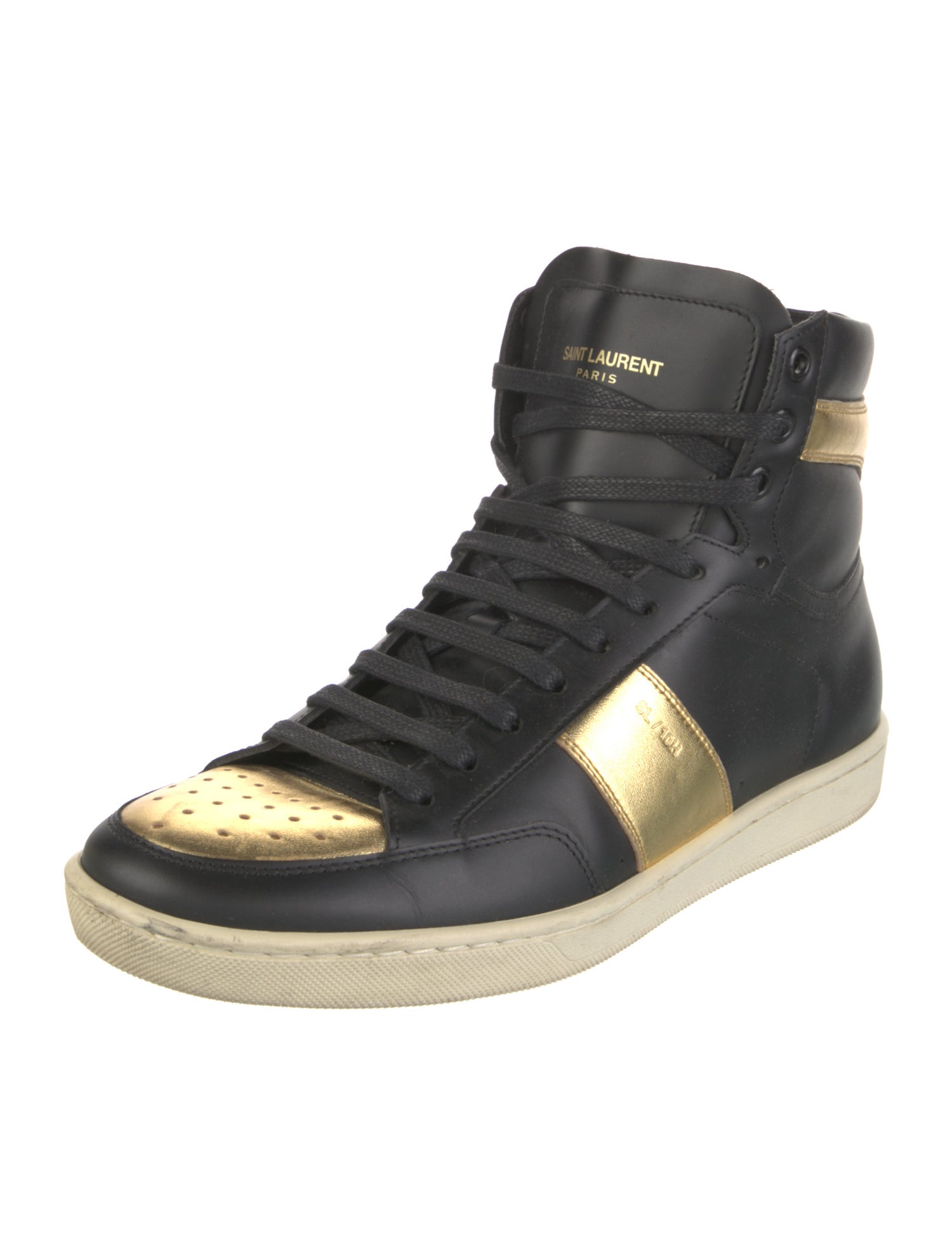 Saint Laurent Leather Colorblock Pattern Sneakers