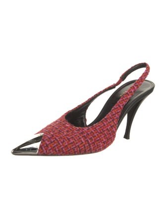 Saint Laurent Tweed Tweed Pattern Slingback Pumps