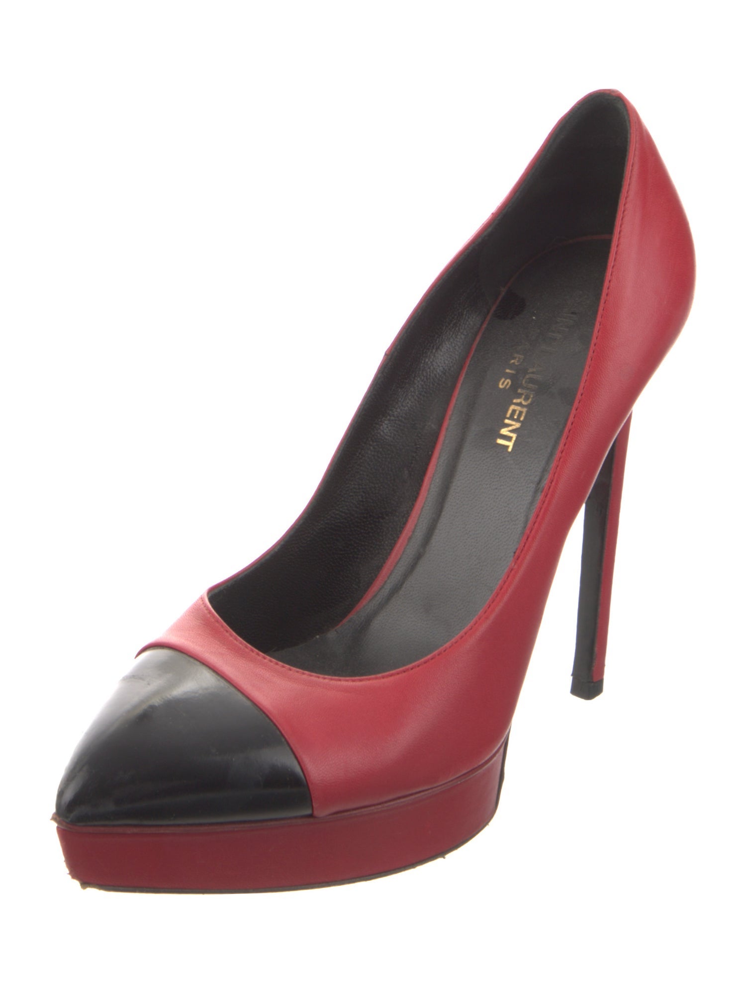 Saint Laurent Leather Colorblock Pattern Pumps