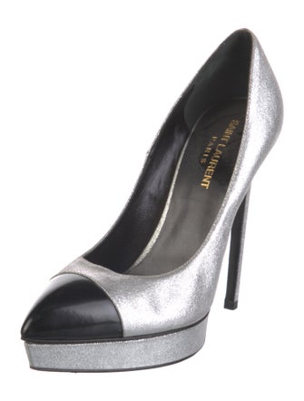 Saint Laurent Leather Colorblock Pattern Pumps