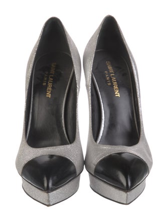 Saint Laurent Leather Colorblock Pattern Pumps