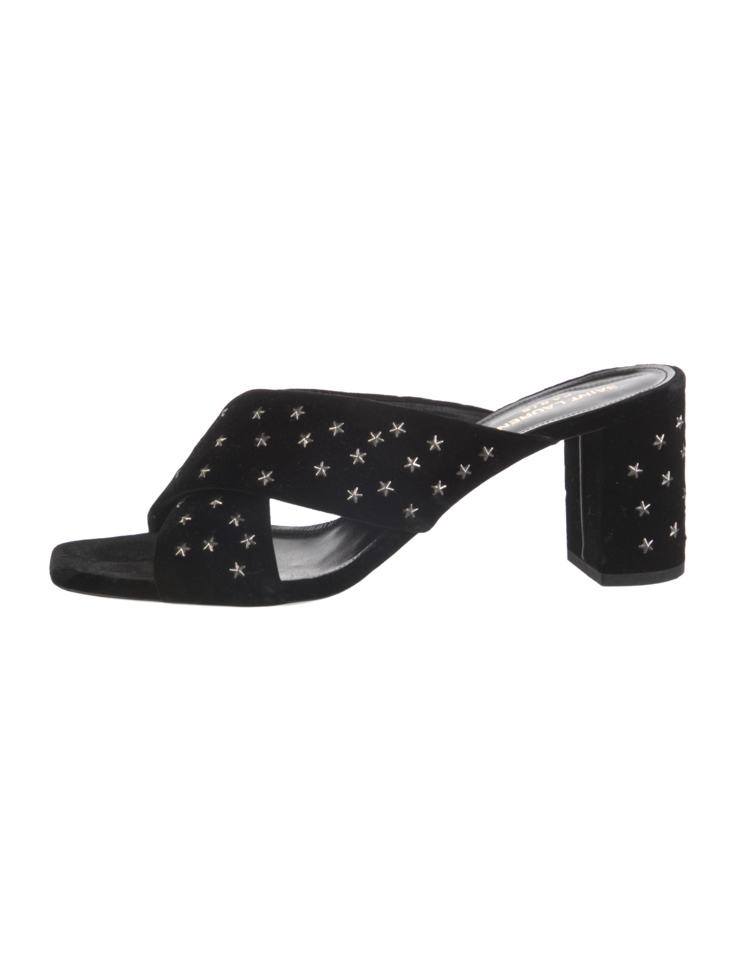 Saint Laurent Velvet Studded Accents Slides