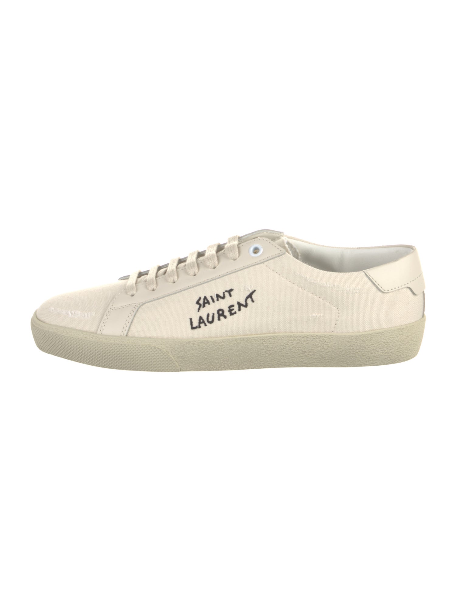 Saint Laurent Canvas Embroidered Accent Sneakers w/ Tags