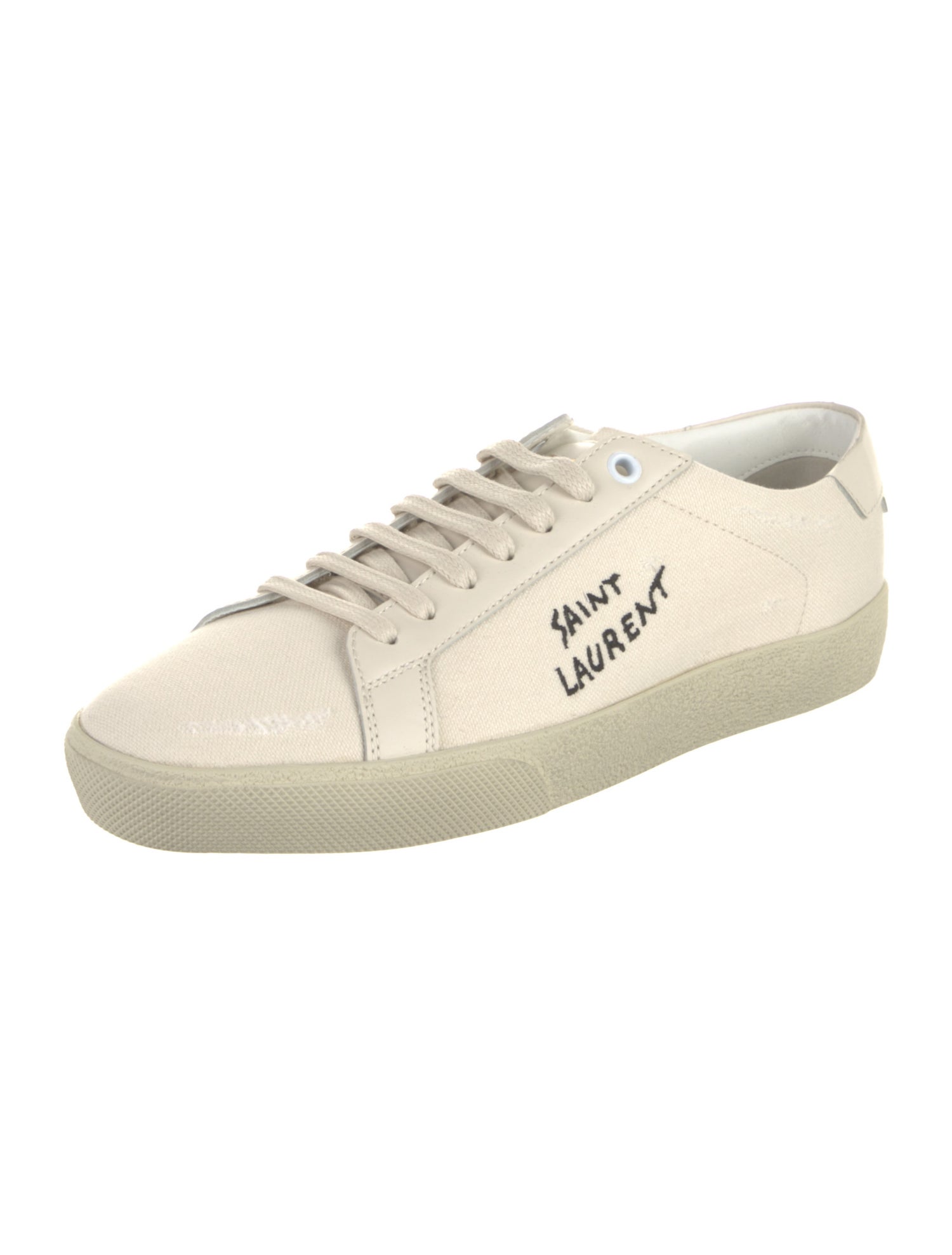 Saint Laurent Canvas Embroidered Accent Sneakers w/ Tags
