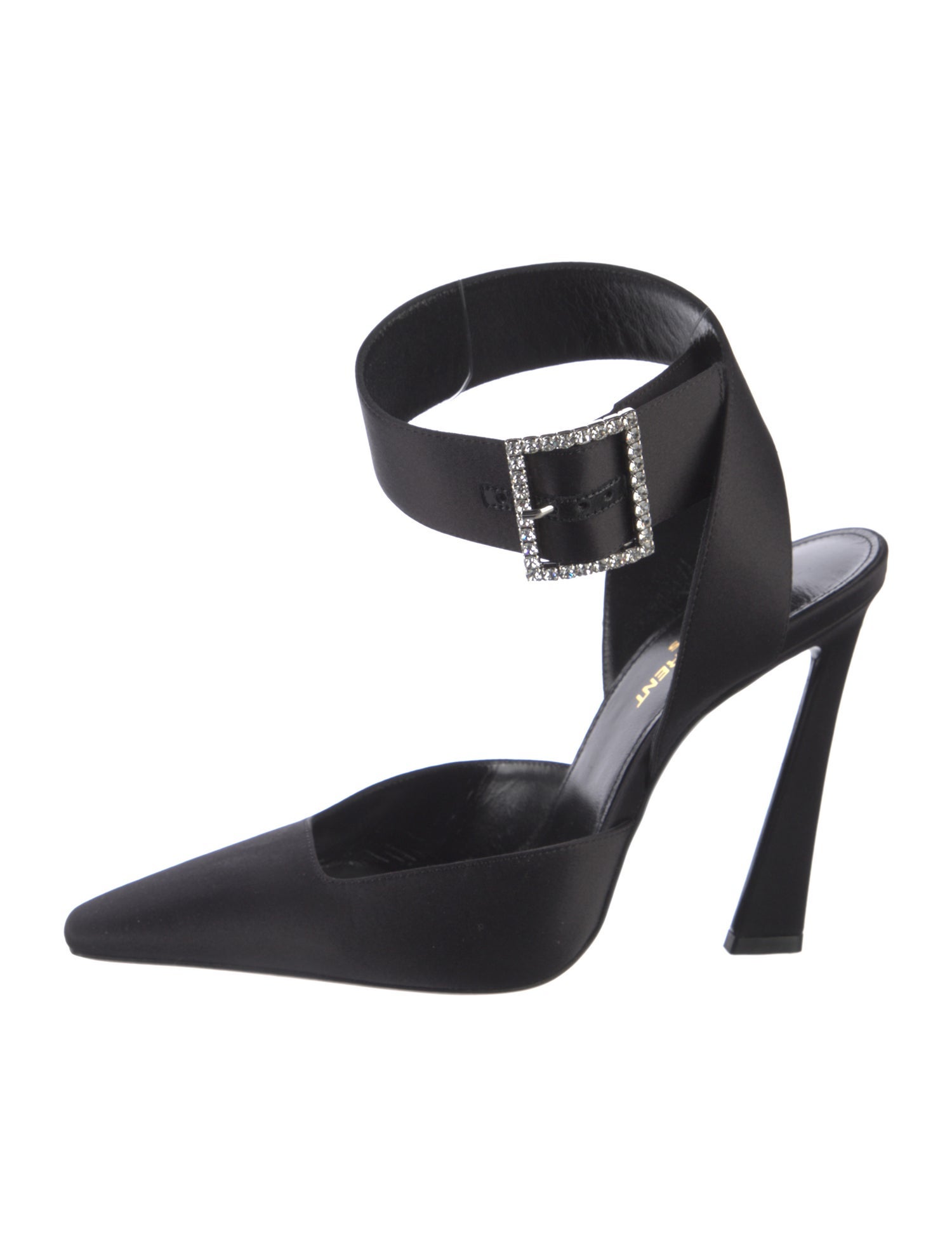 Saint Laurent Satin Crystal Embellishments D'Orsay Pumps w/ Tags