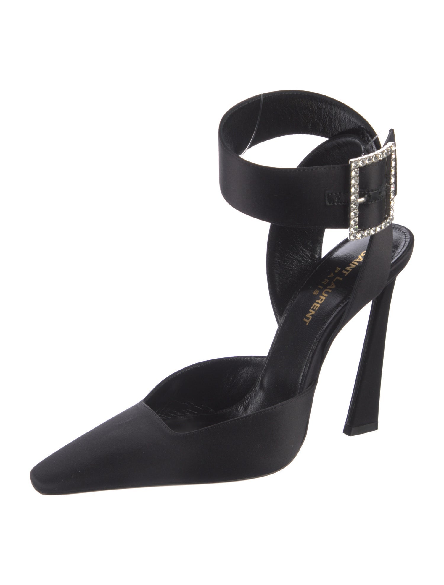 Saint Laurent Satin Crystal Embellishments D'Orsay Pumps w/ Tags