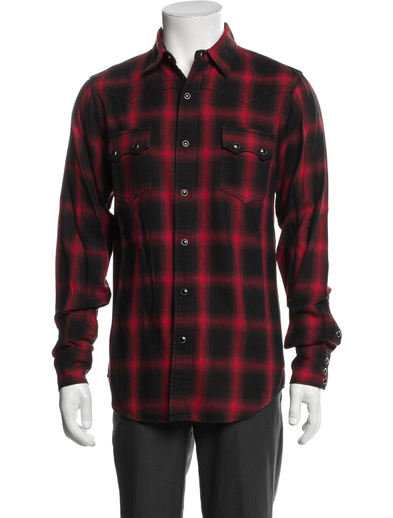 Saint Laurent 2015 Plaid Print Western Shirt