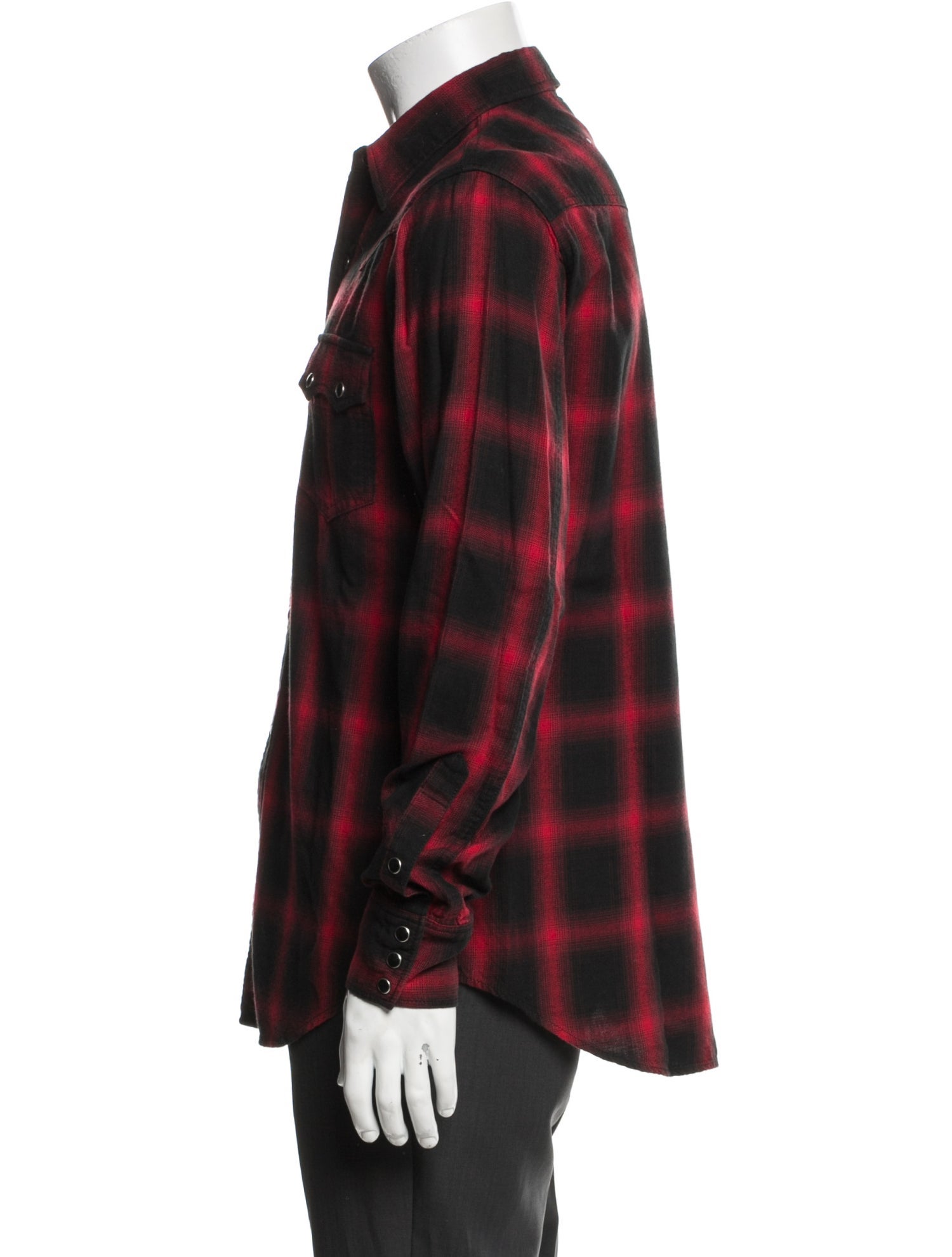 Saint Laurent 2015 Plaid Print Western Shirt