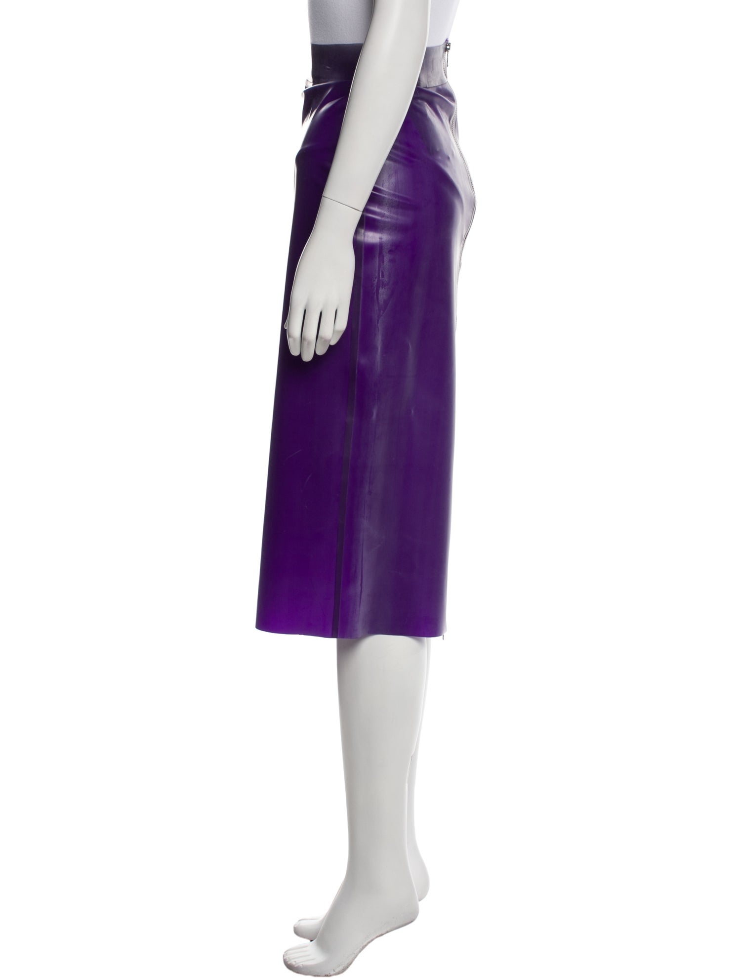 Saint Laurent Latex Midi Length Skirt