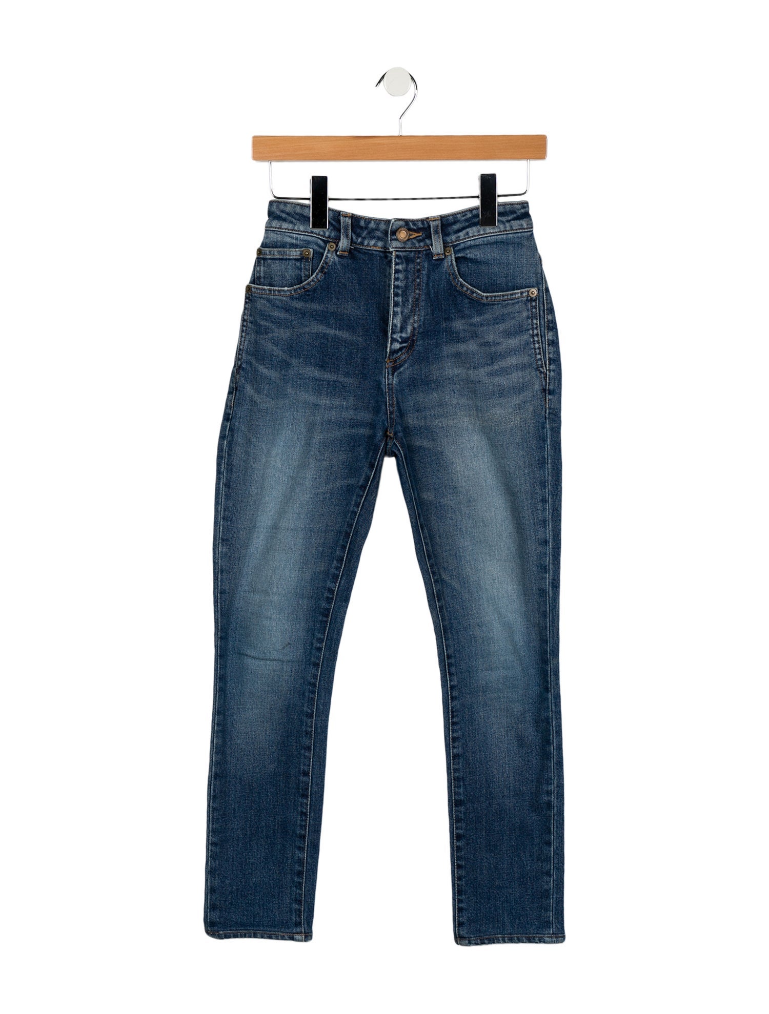Saint Laurent Mid-Rise Straight Leg Jeans