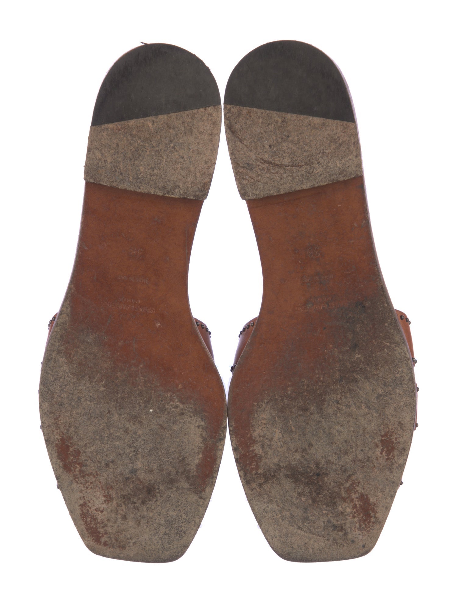 Saint Laurent Leather Studded Accents Slides