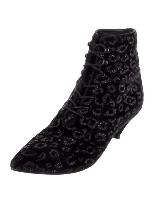 Saint Laurent Velvet Printed Lace-Up Boots