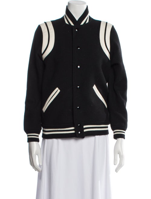 Saint Laurent Virgin Wool Graphic Print Bomber Jacket