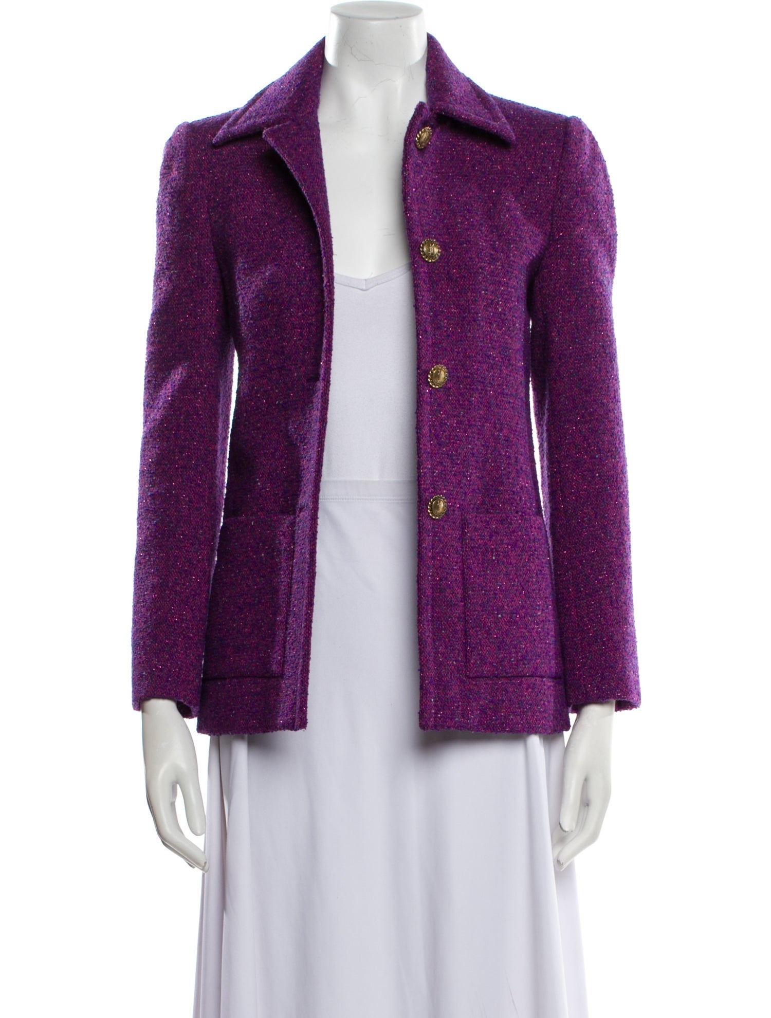 Saint Laurent Wool Tweed Pattern Blazer