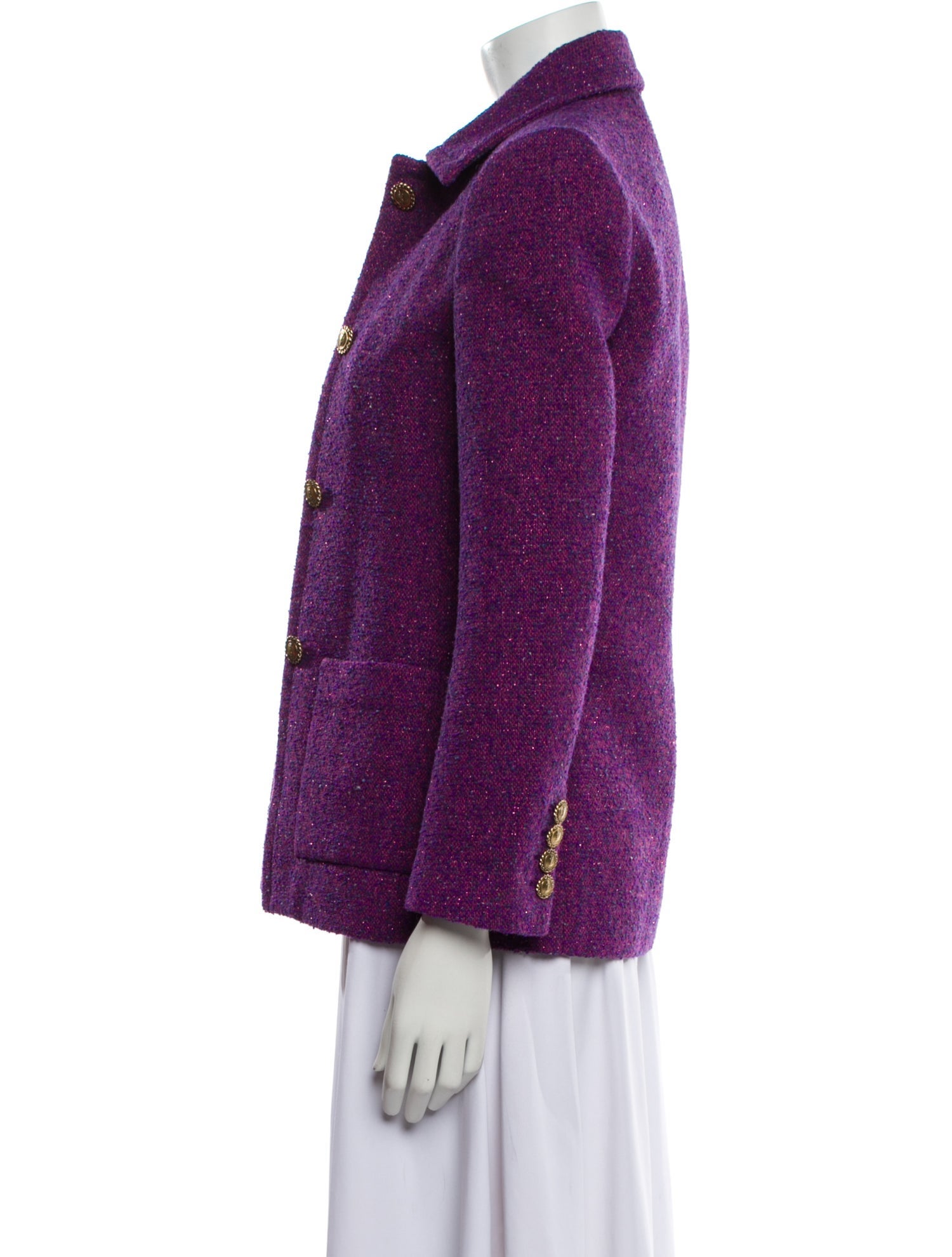 Saint Laurent Wool Tweed Pattern Blazer