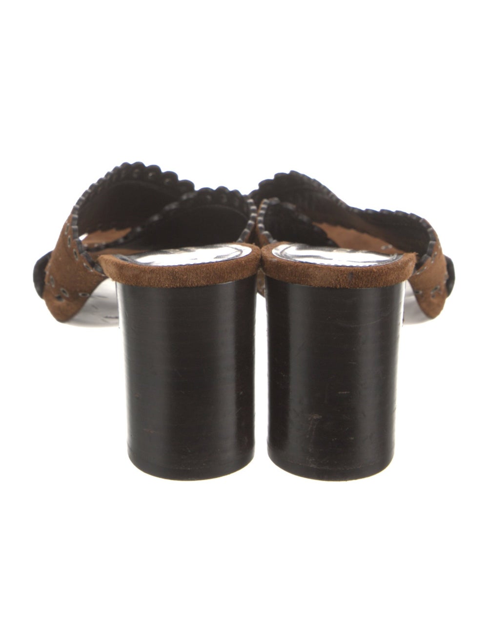 Saint Laurent Suede Slides Neutrals Scalloped Acc… - image 4