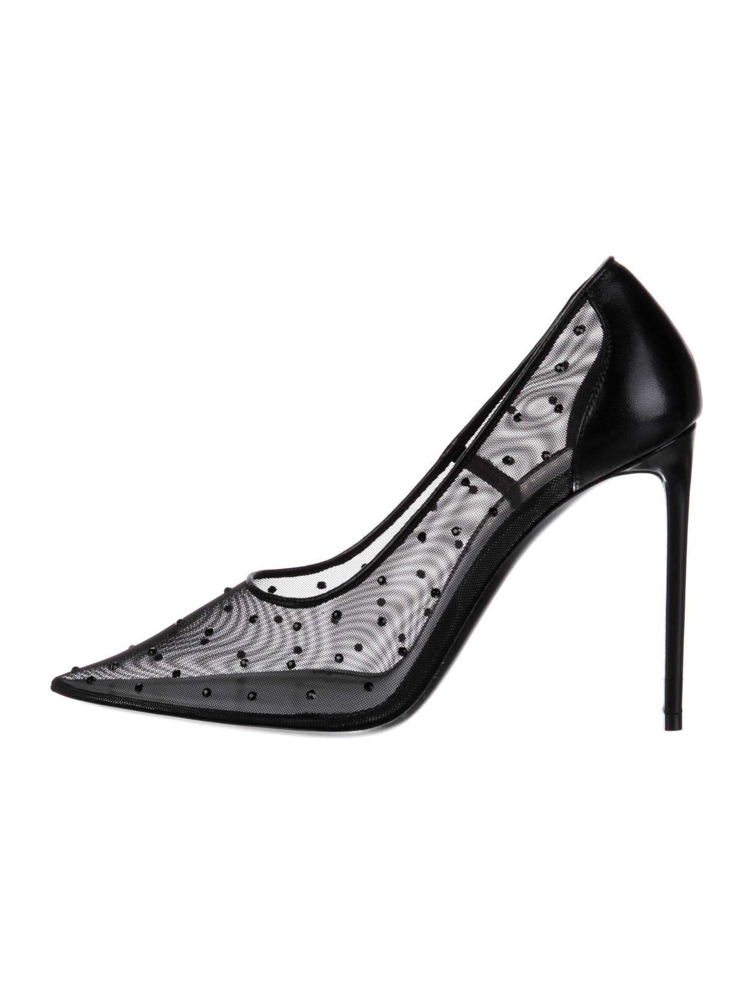 Saint Laurent Mesh Crystal Embellishments Pumps
