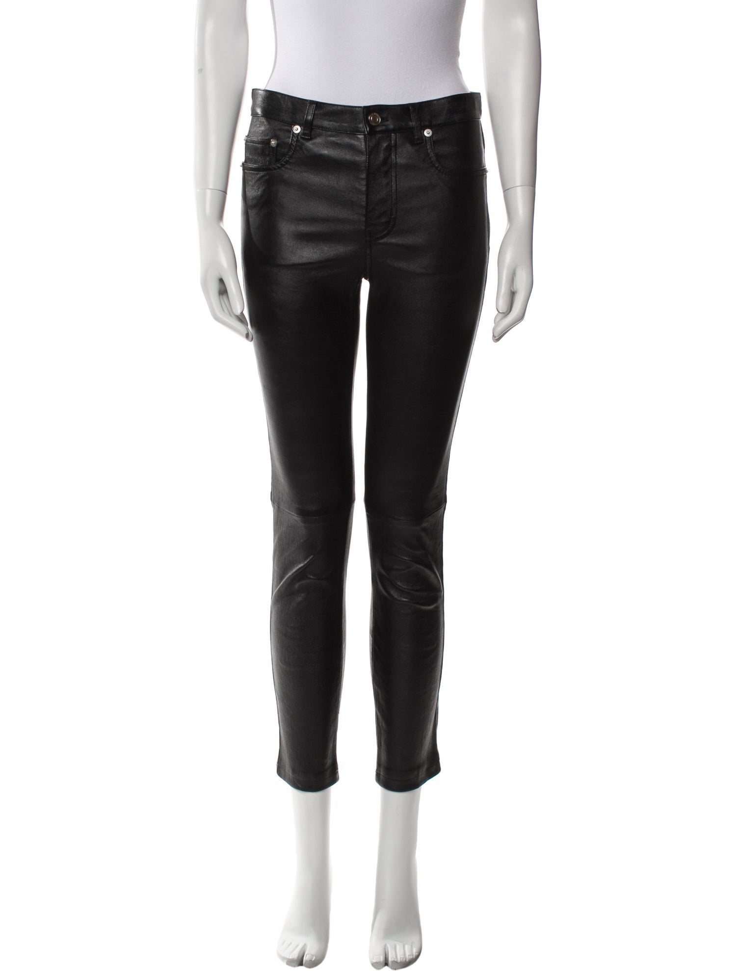 Saint Laurent Lambskin Straight Leg Pants