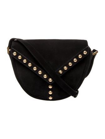Saint Laurent Suede Y Studs Crossbody Bag Small