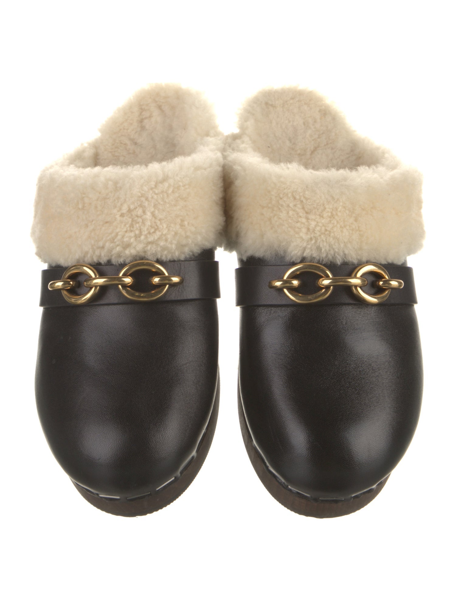 Saint Laurent Leather Chain-Link Accents Mules