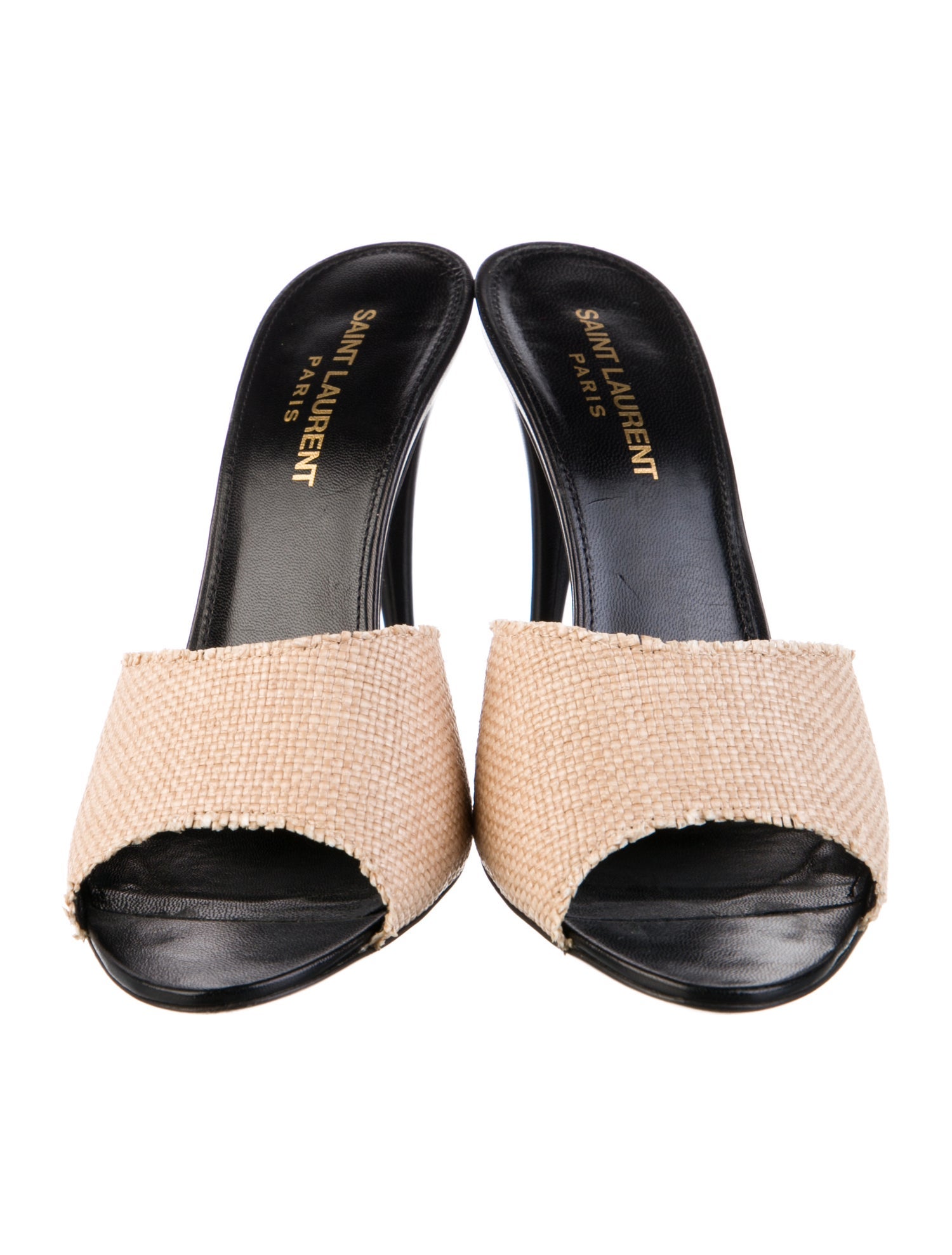 Saint Laurent Raffia Raw-Edge Trim Slides