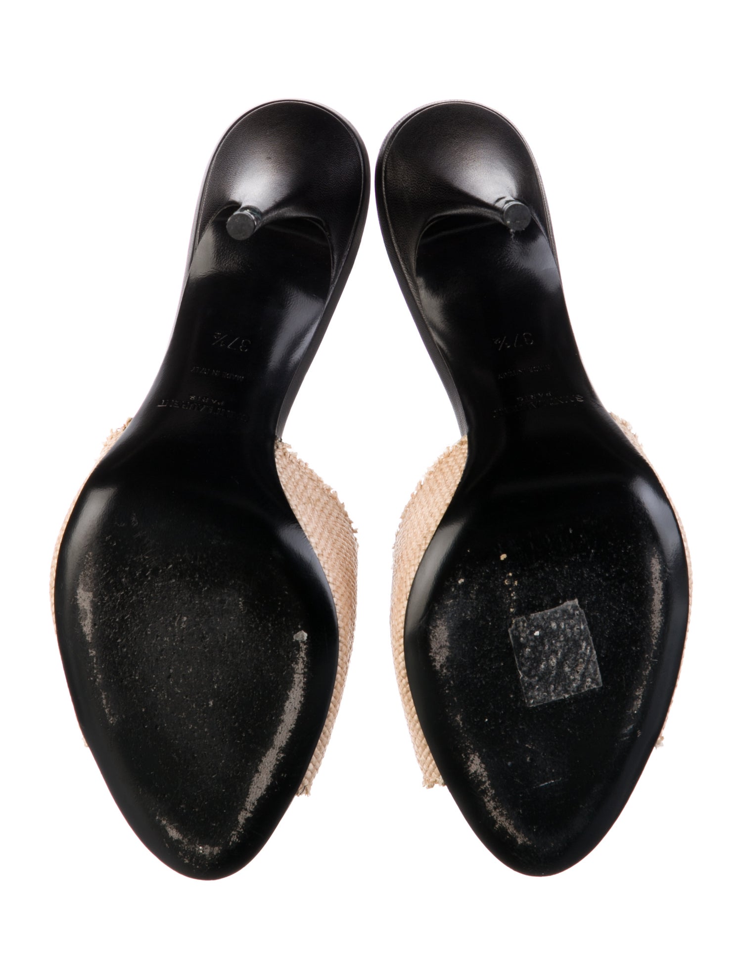 Saint Laurent Raffia Raw-Edge Trim Slides