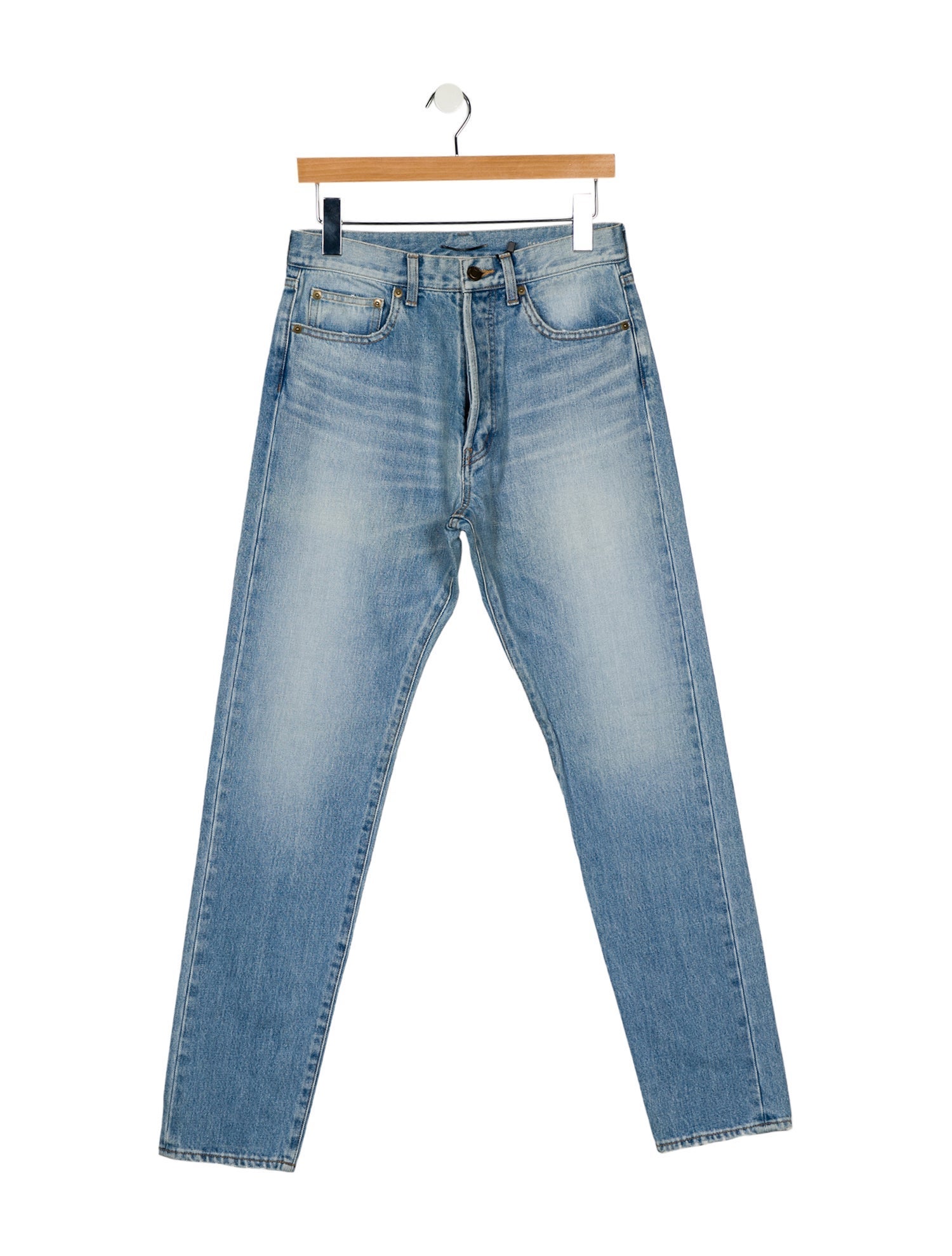 Saint Laurent High-Rise Straight Leg Jeans