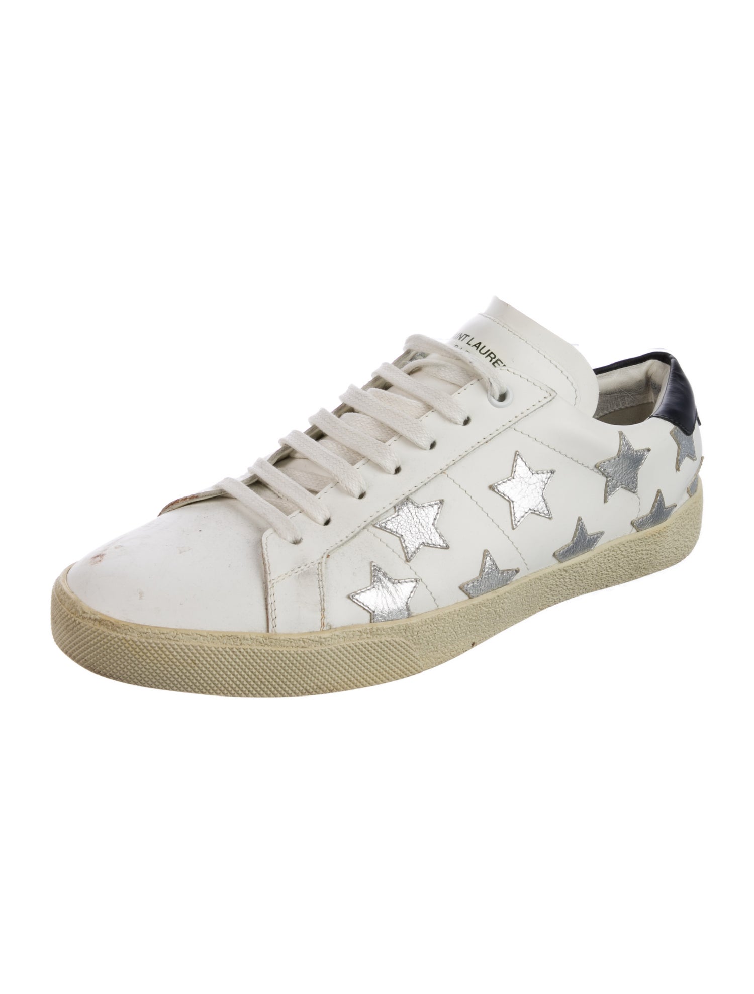 Saint Laurent Leather Colorblock Pattern Sneakers
