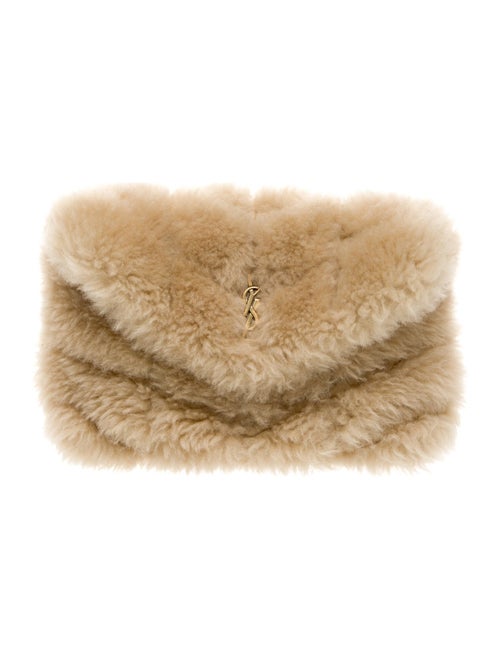 Saint Laurent Shearling Monogram Puffer Pouch Small