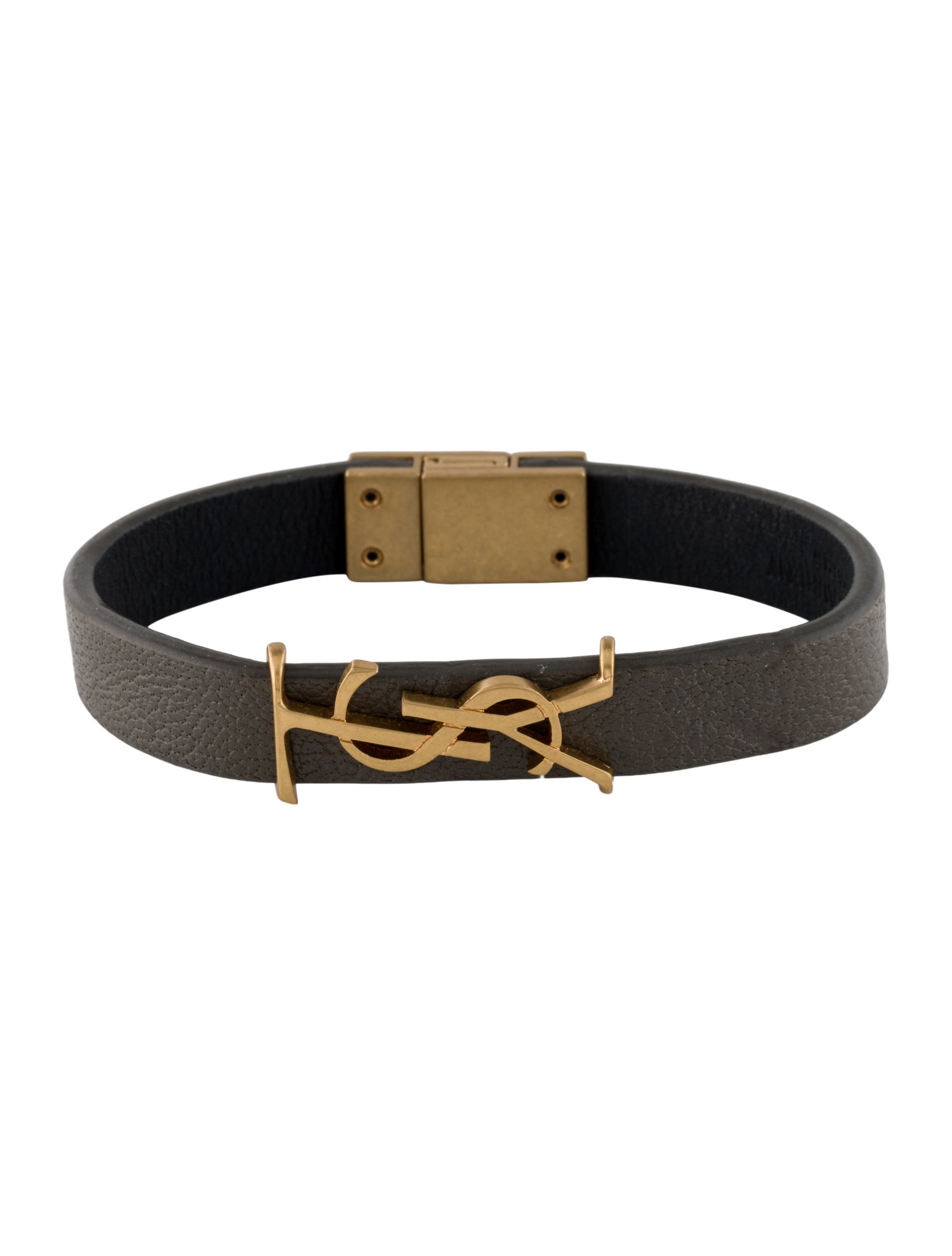 Saint Laurent Leather YSL Monogram Bracelet