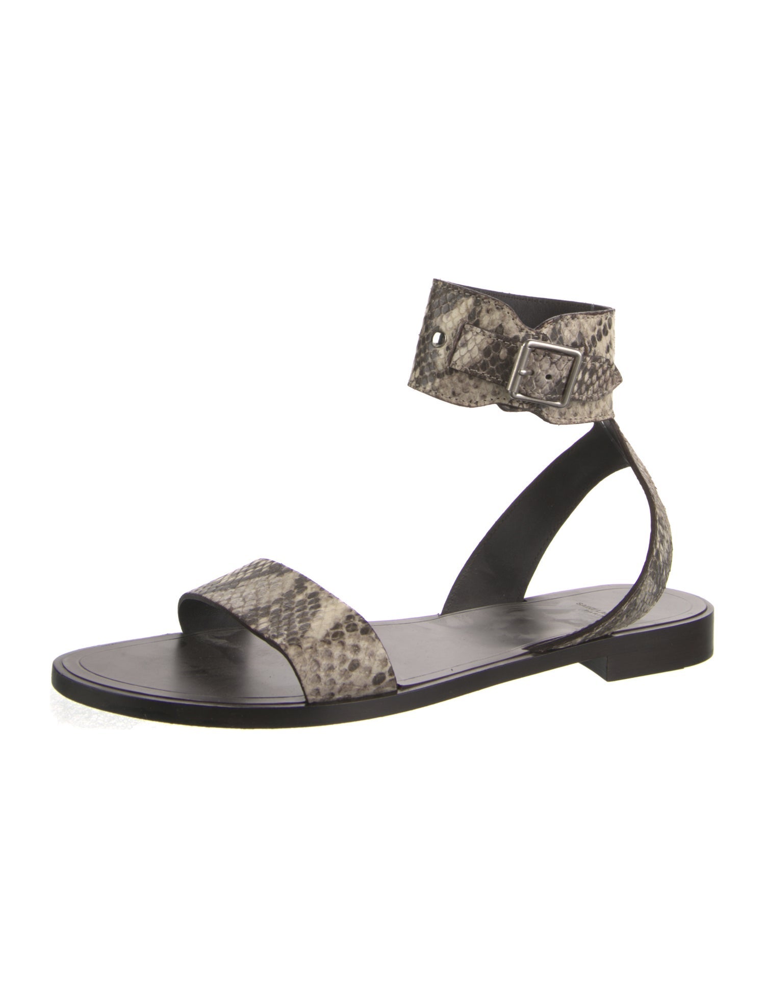 Saint Laurent Snakeskin Animal Print Slingback Sandals