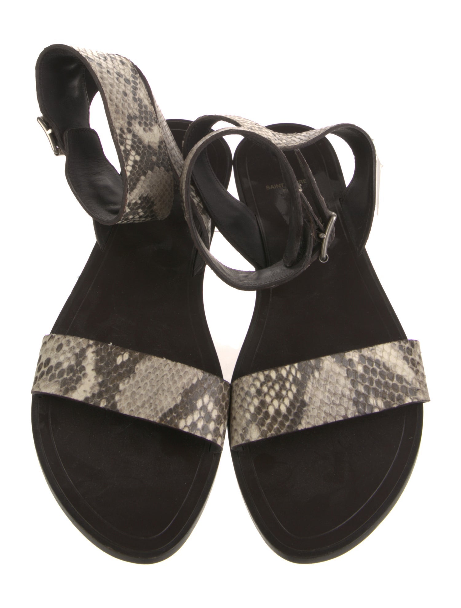 Saint Laurent Snakeskin Animal Print Slingback Sandals