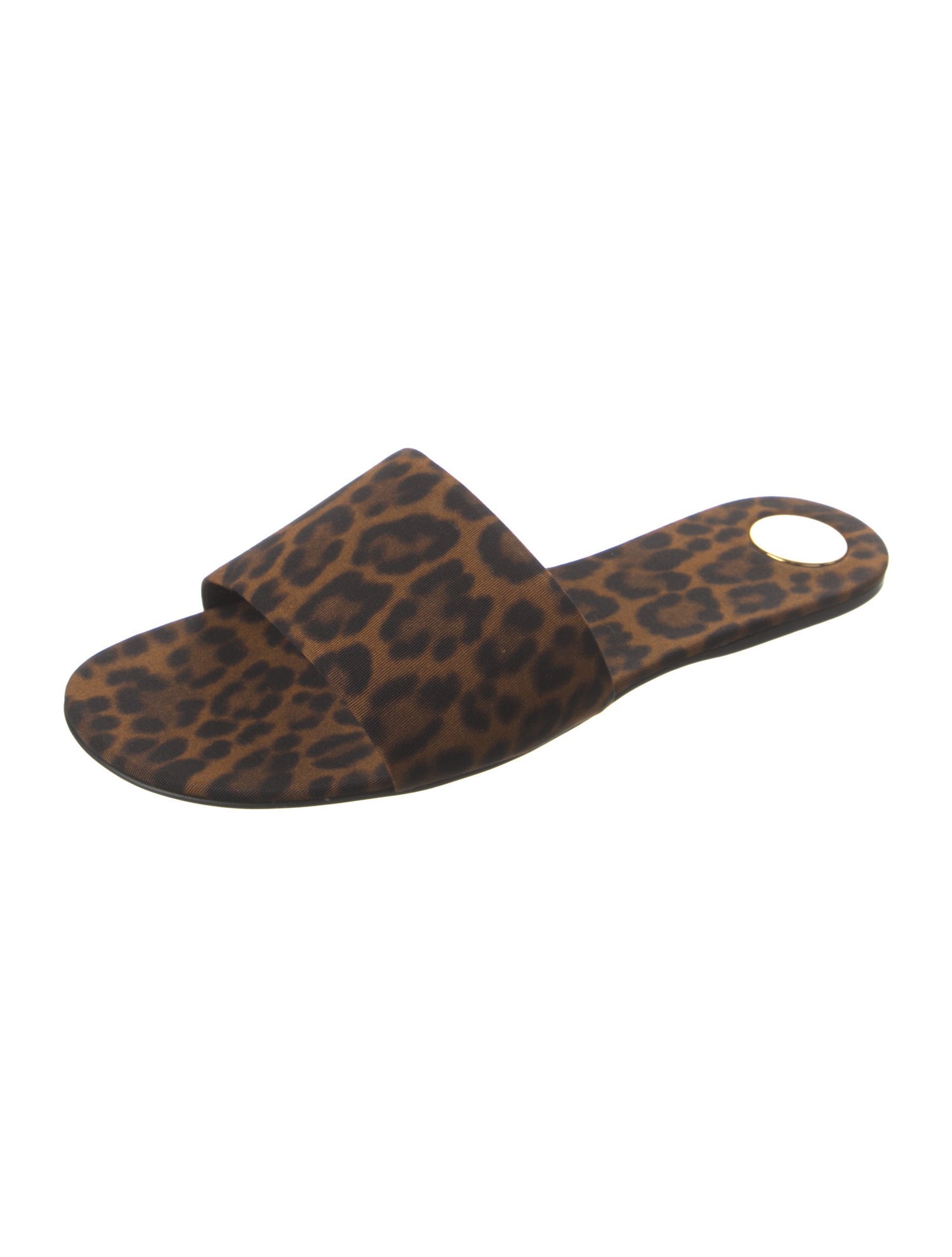 Saint Laurent Satin Animal Print Slides w/ Tags