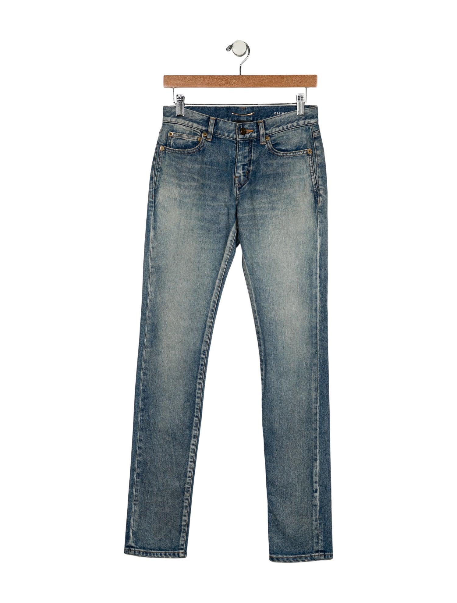 Saint Laurent Mid-Rise Straight Leg Jeans