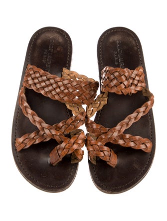 Saint Laurent Leather Braided Accents Slides