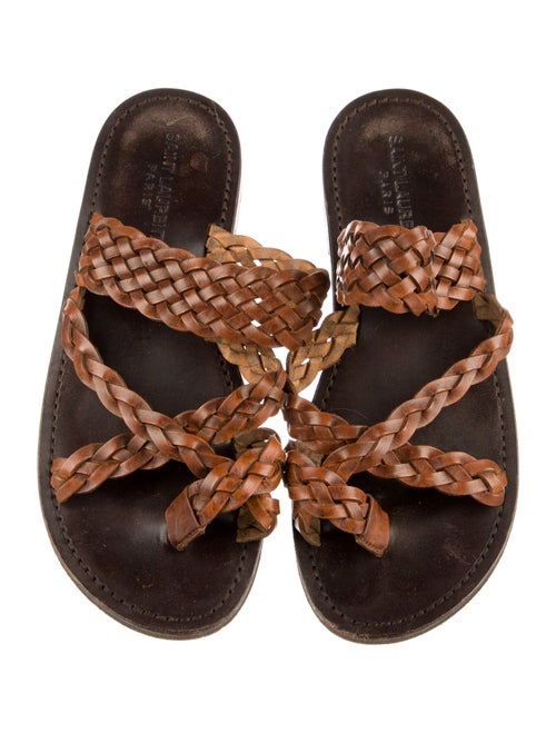 Saint Laurent Leather Braided Accents Slides