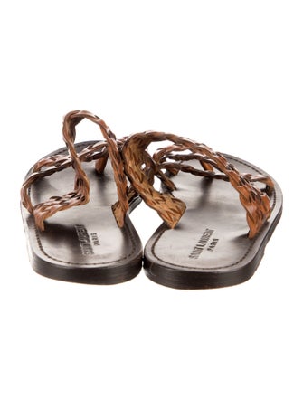 Saint Laurent Leather Braided Accents Slides