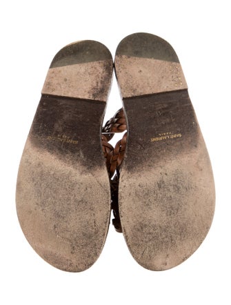 Saint Laurent Leather Braided Accents Slides