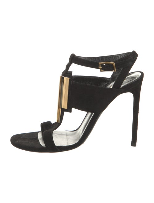 Saint Laurent Suede T-Strap Sandals