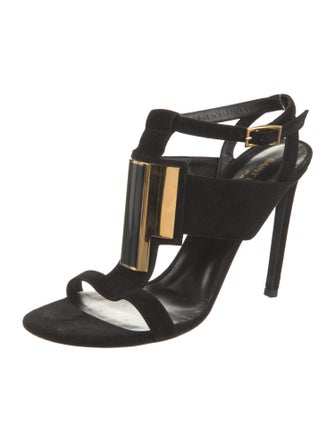 Saint Laurent Suede T-Strap Sandals